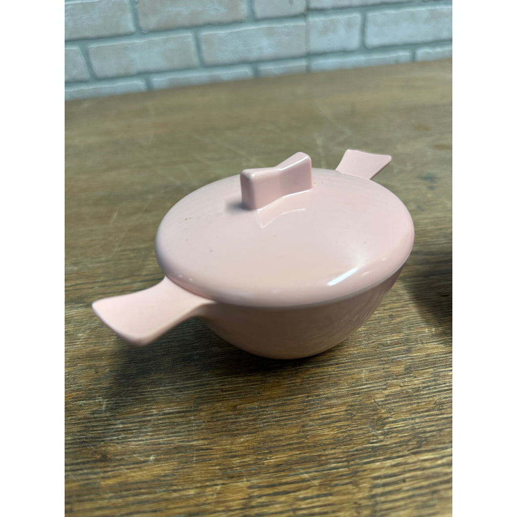 Vintage MCM Pink Stetson Dinnerware Melmac Coffee Creamer & Sugar Bowl Set