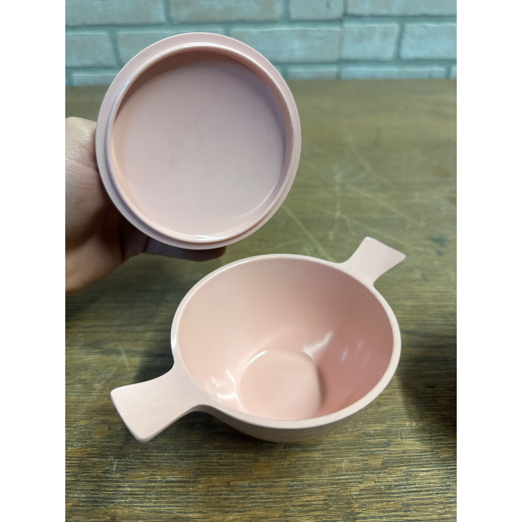 Vintage MCM Pink Stetson Dinnerware Melmac Coffee Creamer & Sugar Bowl Set