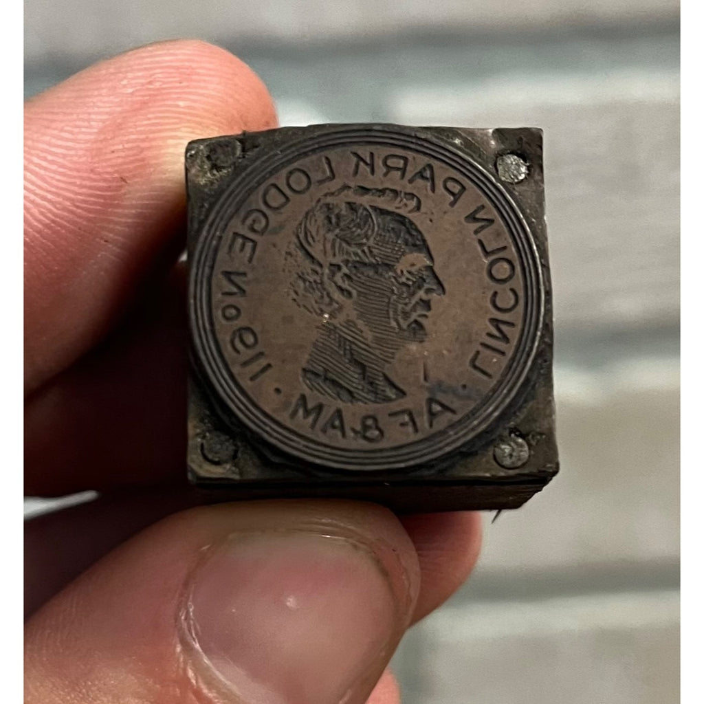 Vintage President Abe Abraham Lincoln Printing Block Letterpress Copper