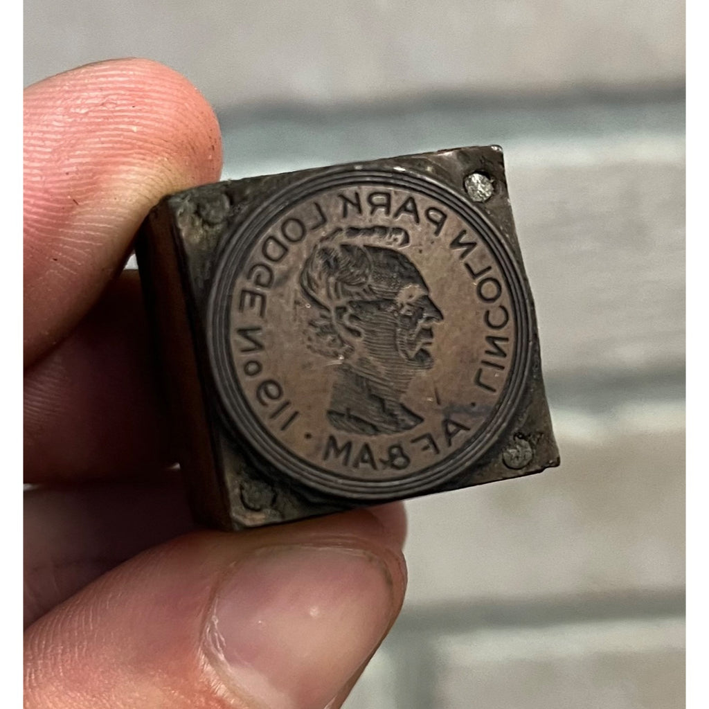 Vintage President Abe Abraham Lincoln Printing Block Letterpress Copper