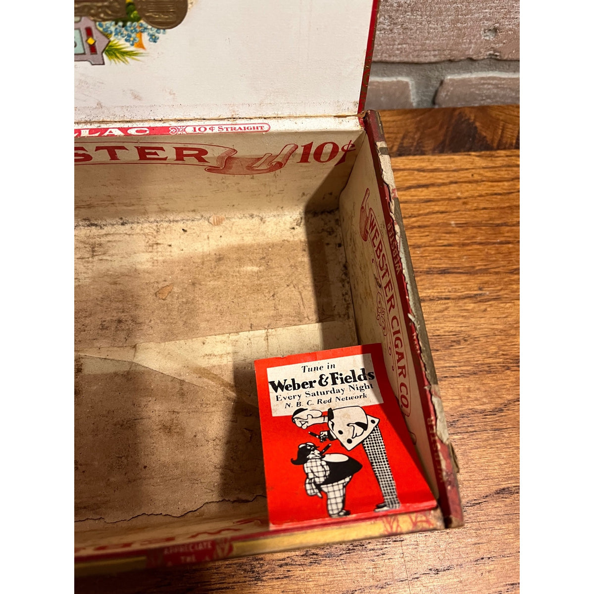 Vintage Webster Cigar Wooden Box Cadillac Michigan Advertising Kurman Milwaukee