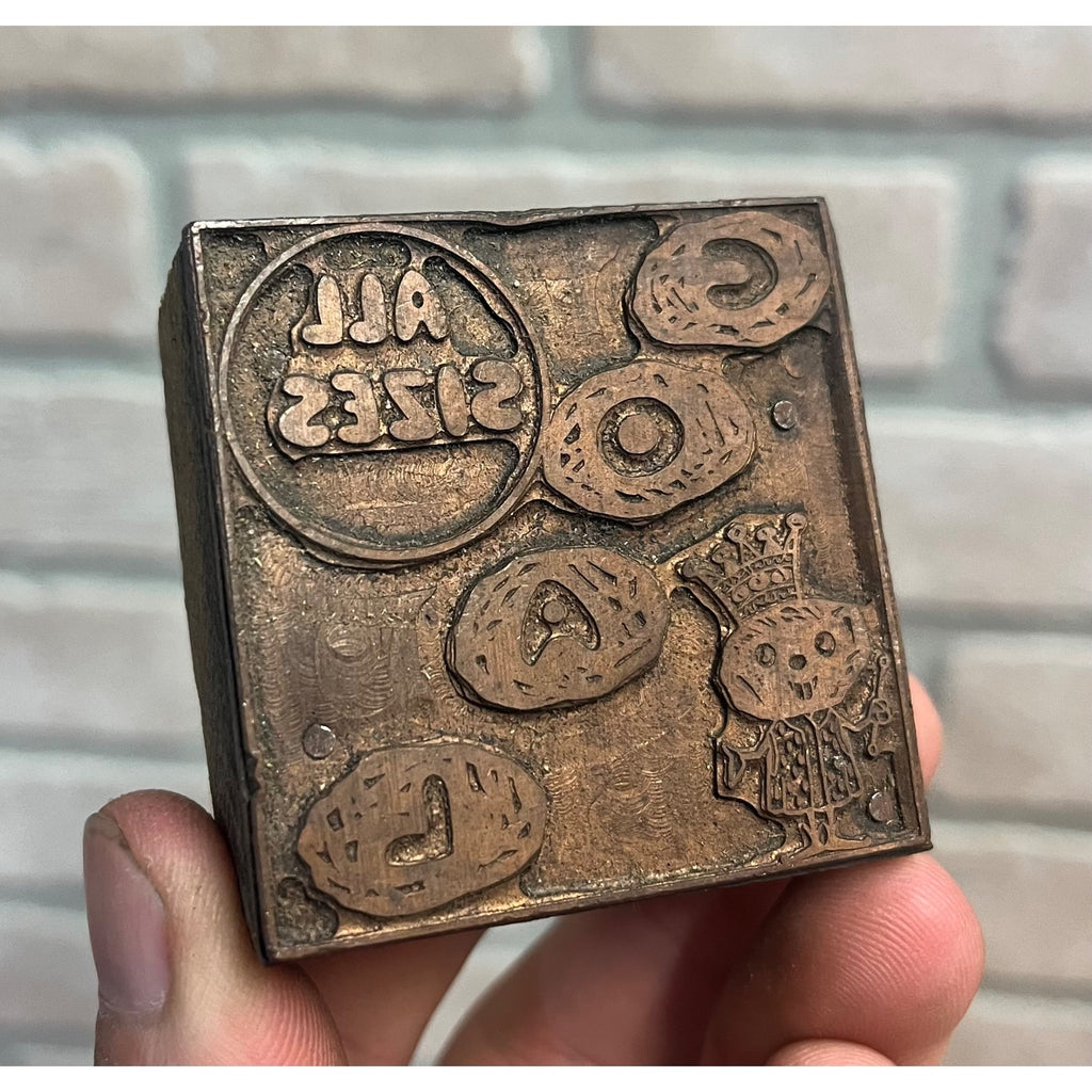 Vintage Letterpress Printing Block Old King Coal Advertising Copper
