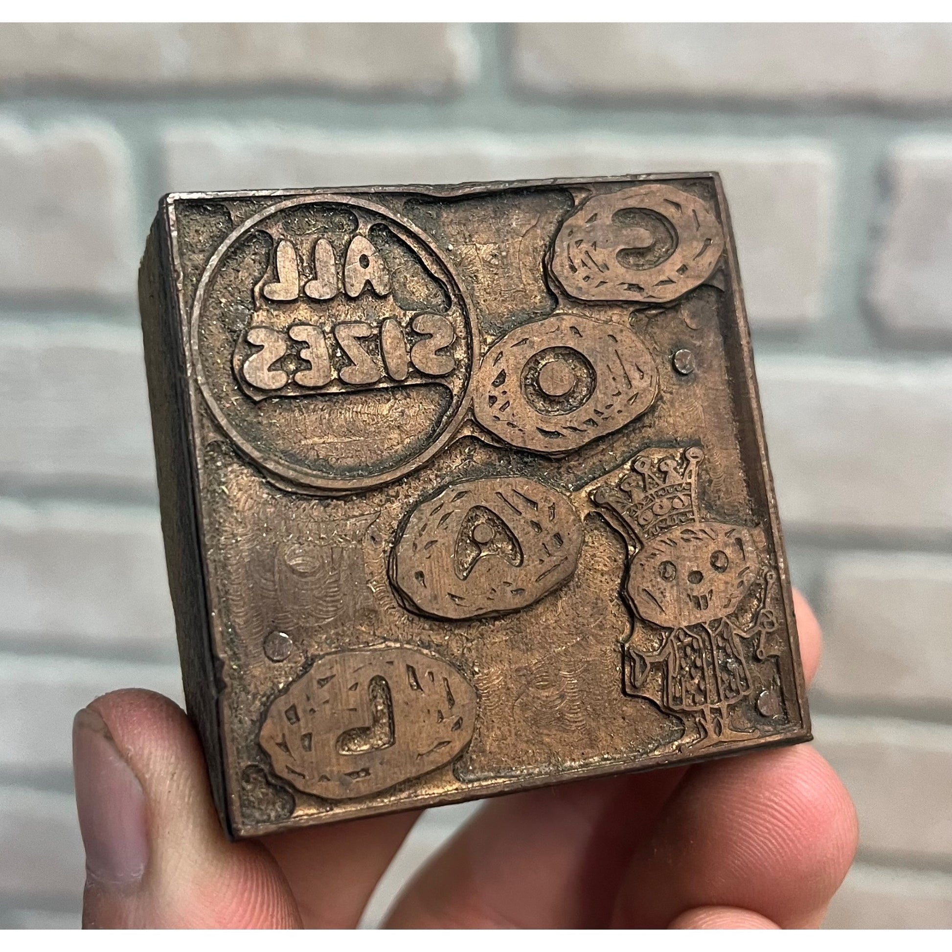 Vintage Letterpress Printing Block Old King Coal Advertising Copper