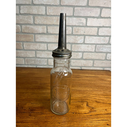 Vintage Standard Oil Co Motor 1 Quart Glass Bottle w/ Spout Embossed Advertising