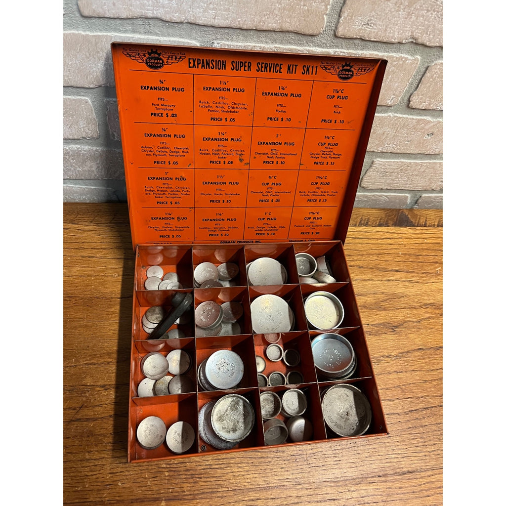 Vintage DORMAN PRODUCTS Metal Service Kit SK11 Case w/ Contents Expansion Plugs