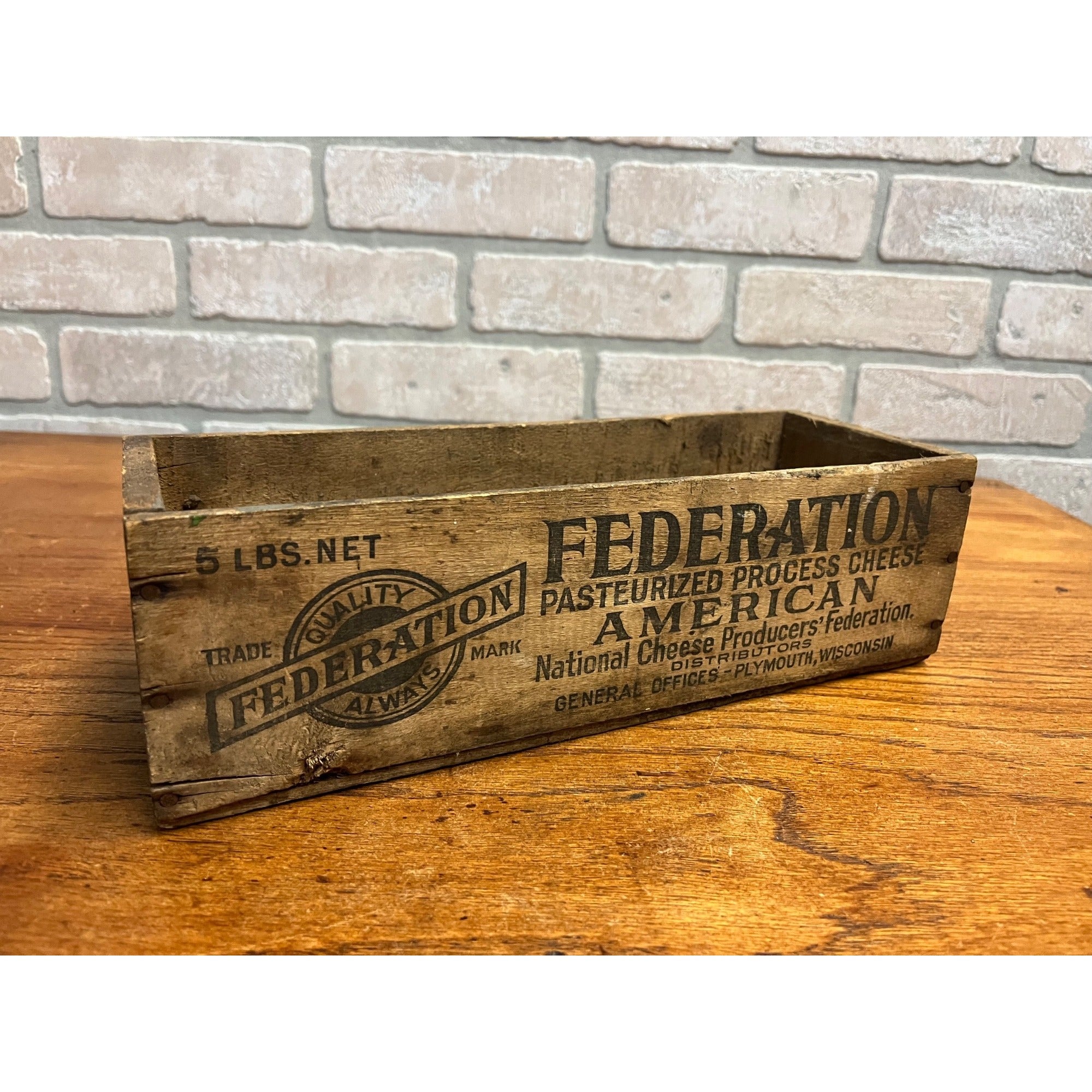 Vintage Cheese Box Federation Brick Plymouth Wis Loaf 5 Lbs Kitchen Decor