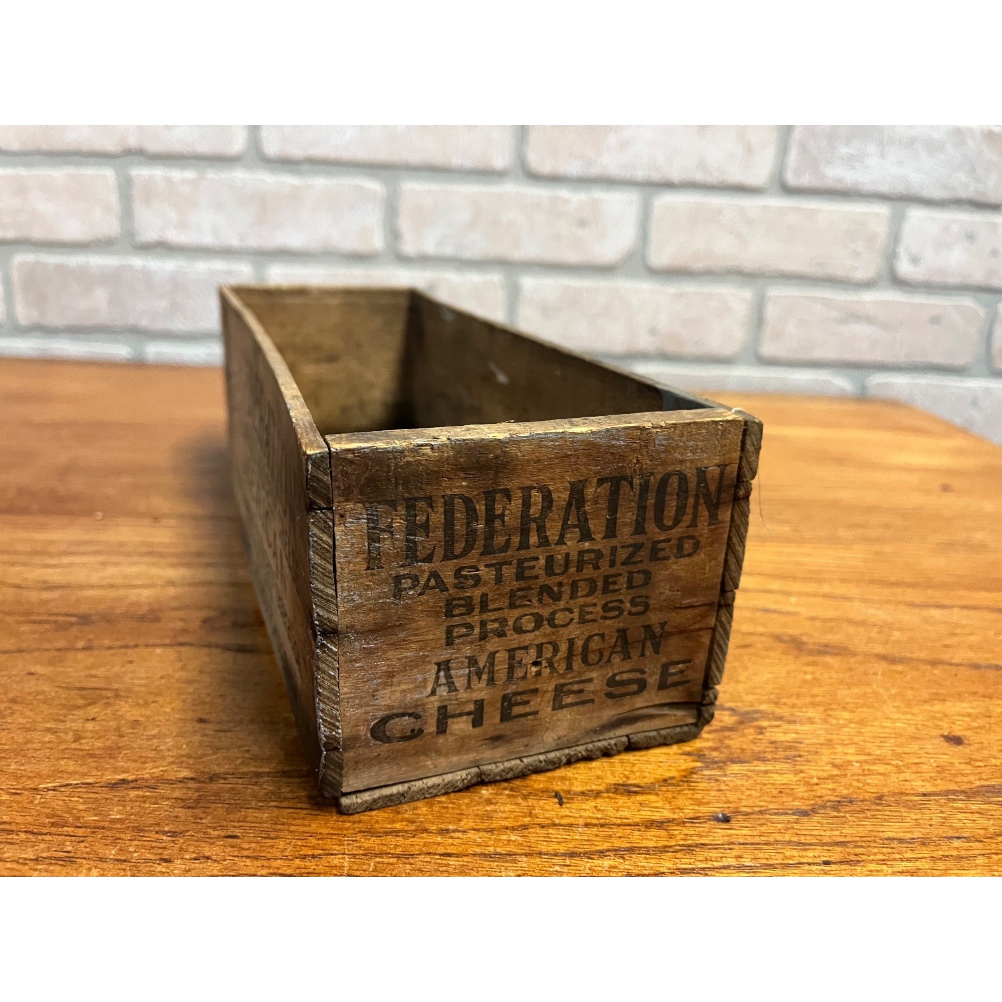 Vintage Cheese Box Federation Brick Plymouth Wis Loaf 5 Lbs Kitchen Decor