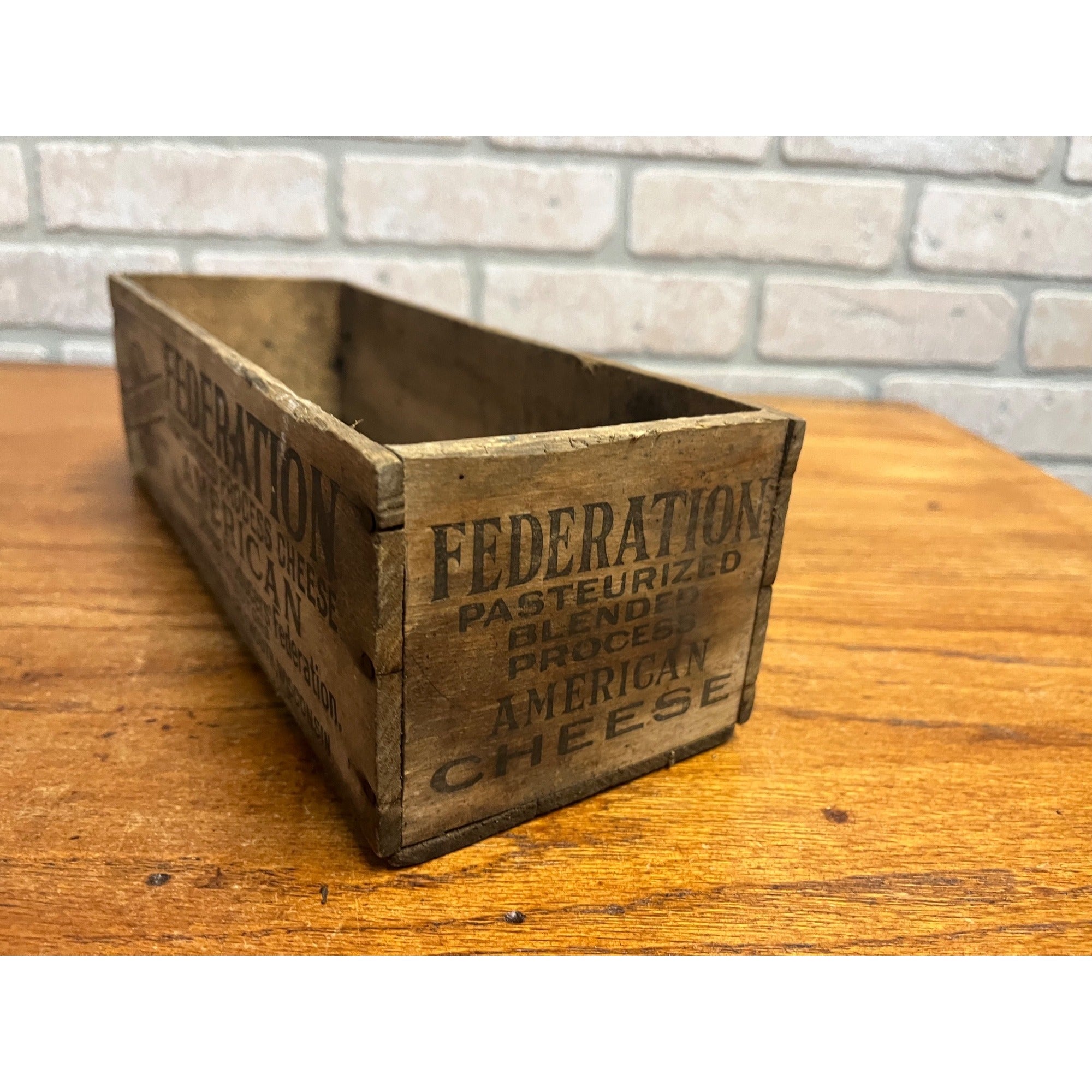 Vintage Cheese Box Federation Brick Plymouth Wis Loaf 5 Lbs Kitchen Decor