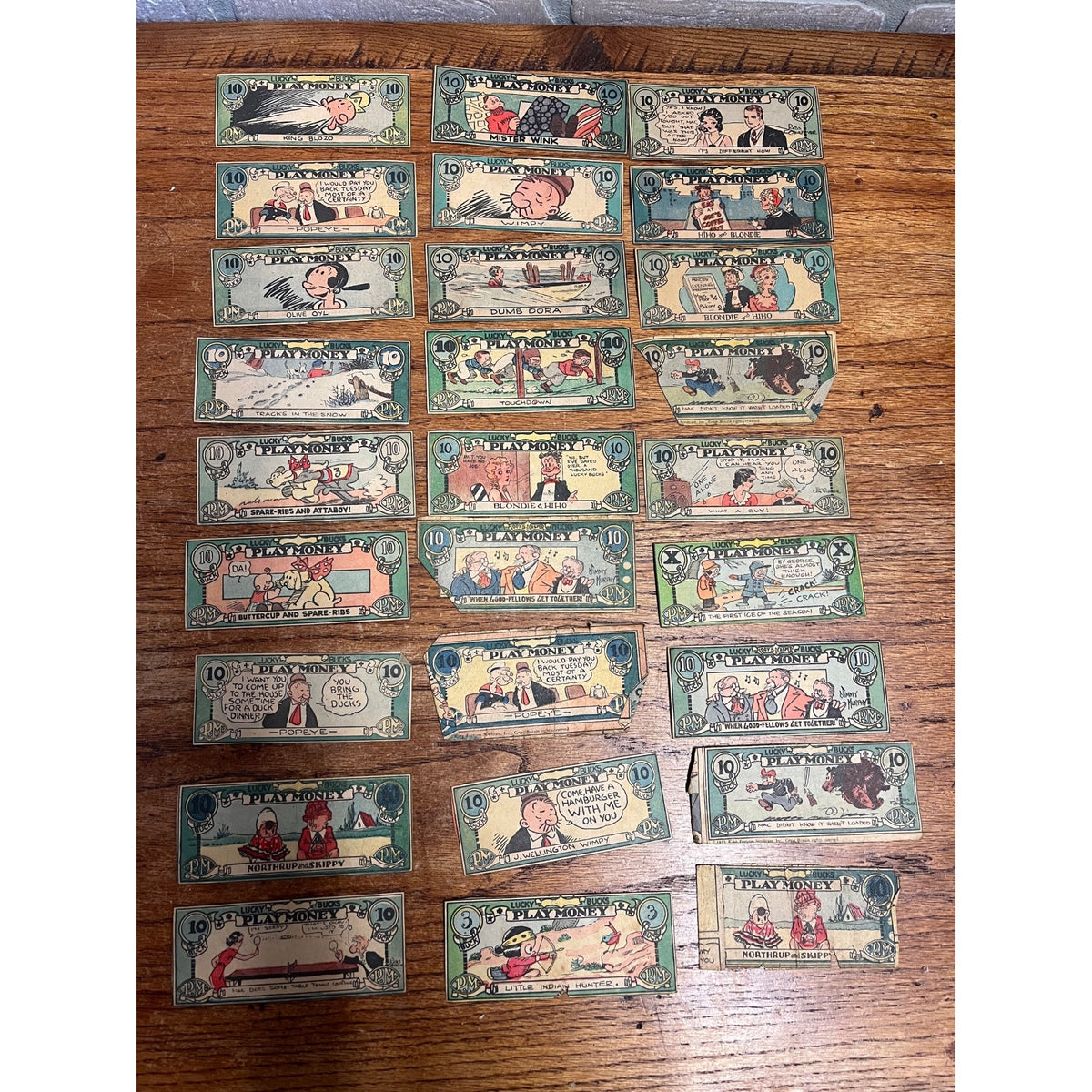Vintage Lucky Bucks Comic Strip Character Premium Play Money Blondie Popeye ++