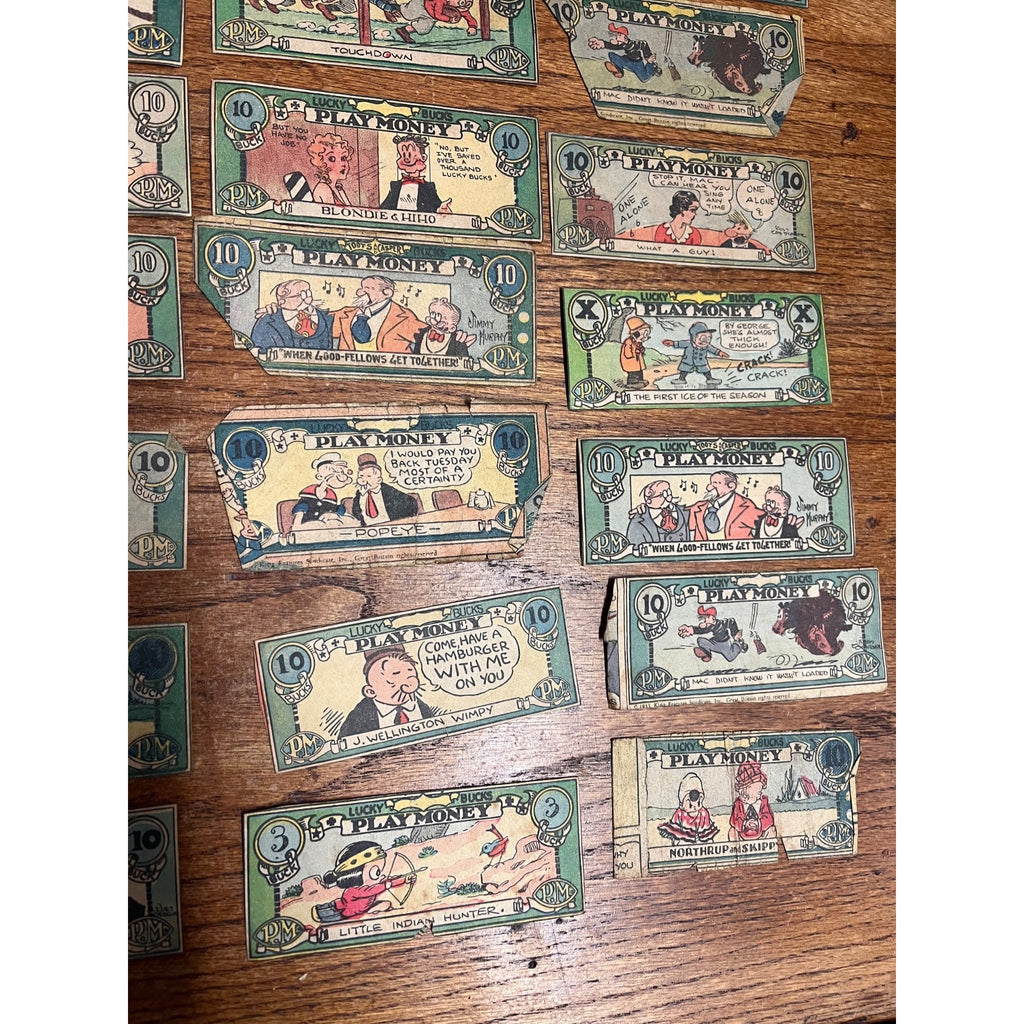 Vintage Lucky Bucks Comic Strip Character Premium Play Money Blondie Popeye ++