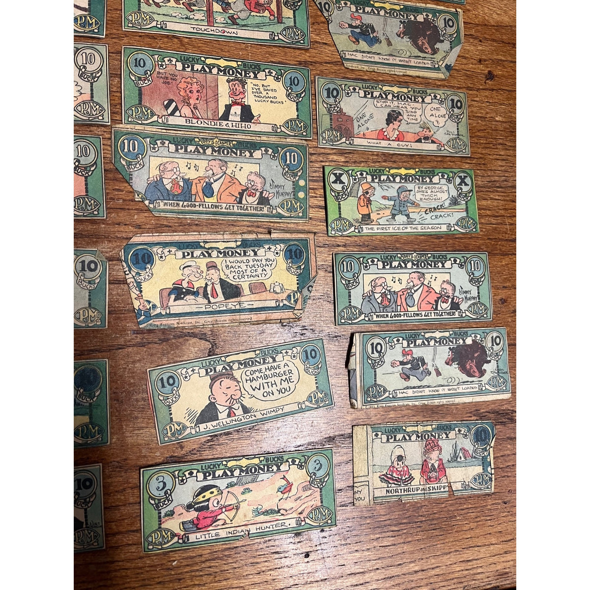 Vintage Lucky Bucks Comic Strip Character Premium Play Money Blondie Popeye ++