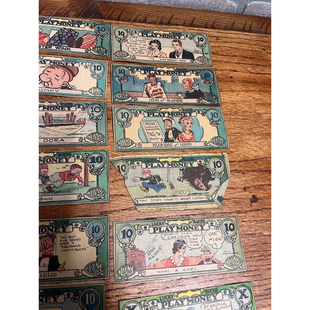 Vintage Lucky Bucks Comic Strip Character Premium Play Money Blondie Popeye ++