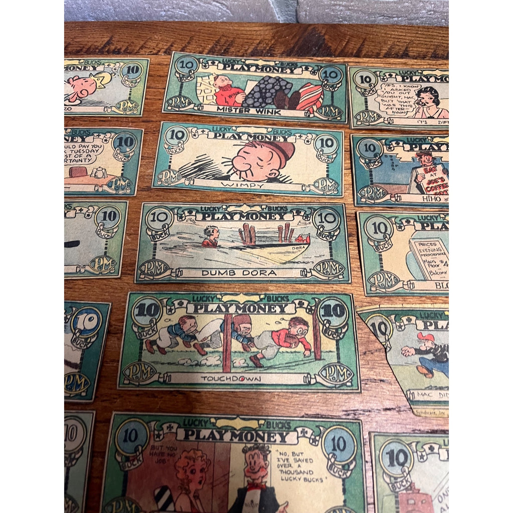 Vintage Lucky Bucks Comic Strip Character Premium Play Money Blondie Popeye ++