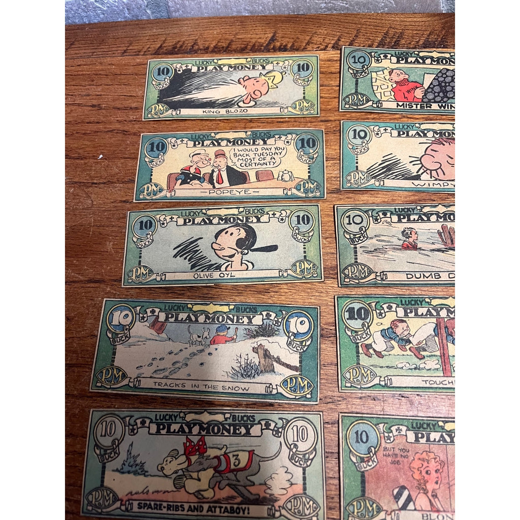 Vintage Lucky Bucks Comic Strip Character Premium Play Money Blondie Popeye ++