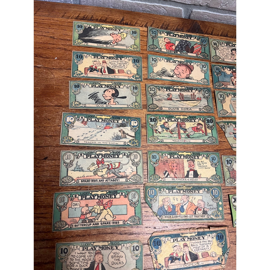 Vintage Lucky Bucks Comic Strip Character Premium Play Money Blondie Popeye ++