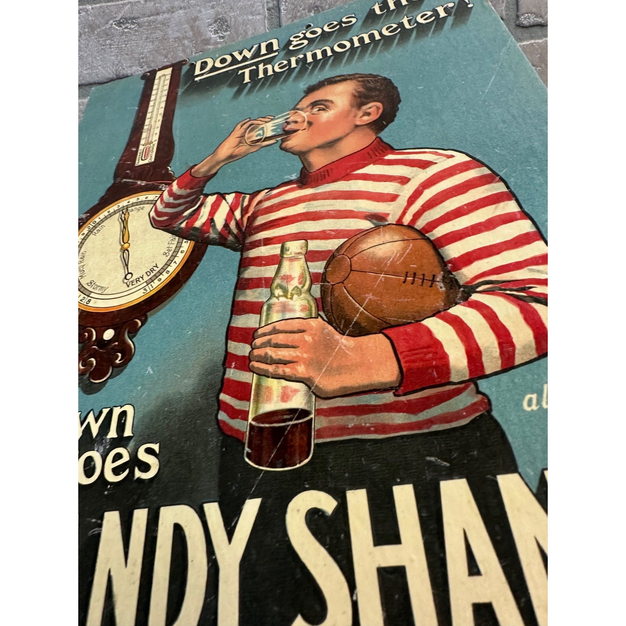 Original 1910s Store Cardboard Sign Dandy Shandy Soda Sarsaparilla Dandelion