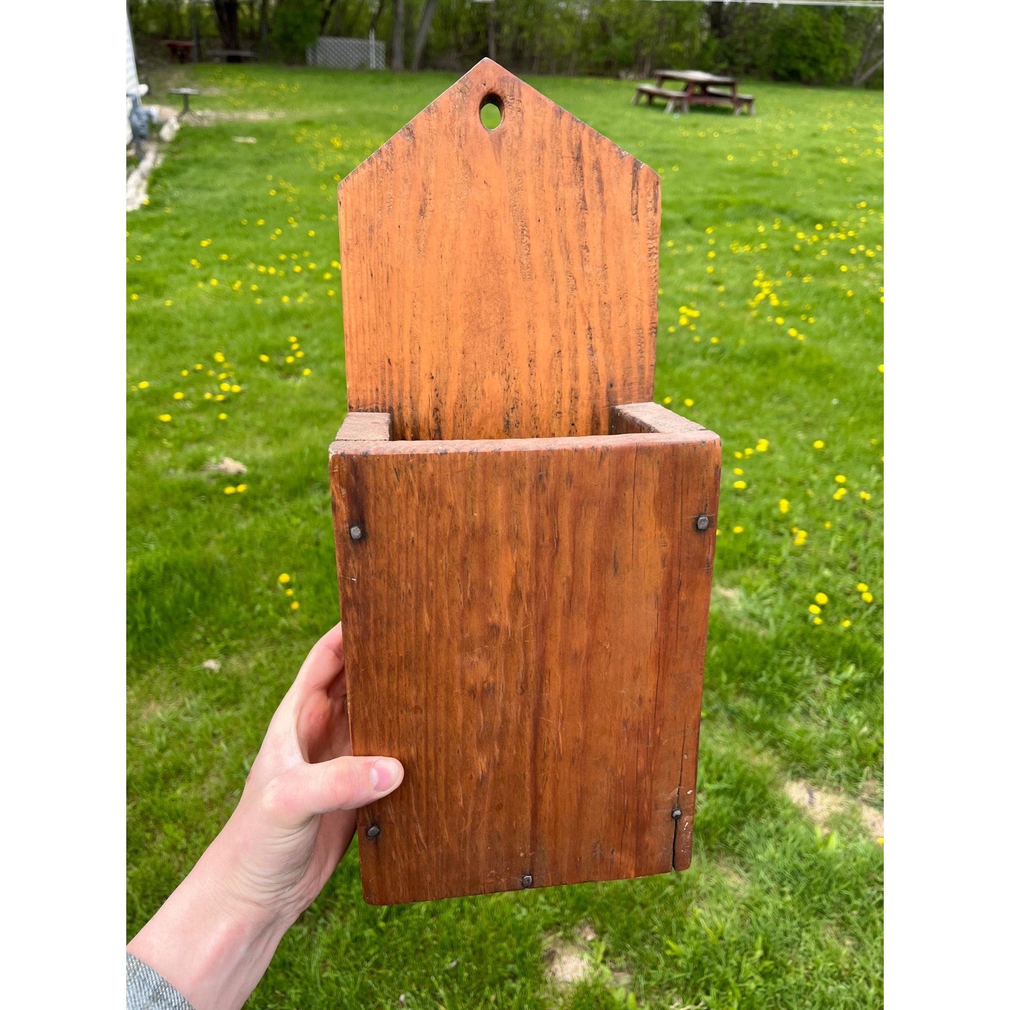 Antique Primitive 19th c. Wall Hanging Candle Box Wall Pocket Farmhouse AAFA