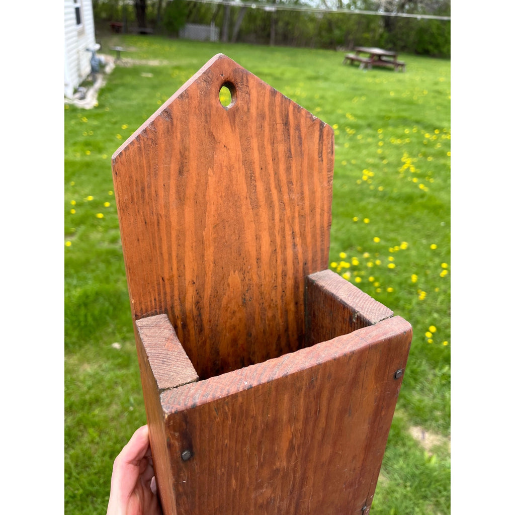 Antique Primitive 19th c. Wall Hanging Candle Box Wall Pocket Farmhouse AAFA