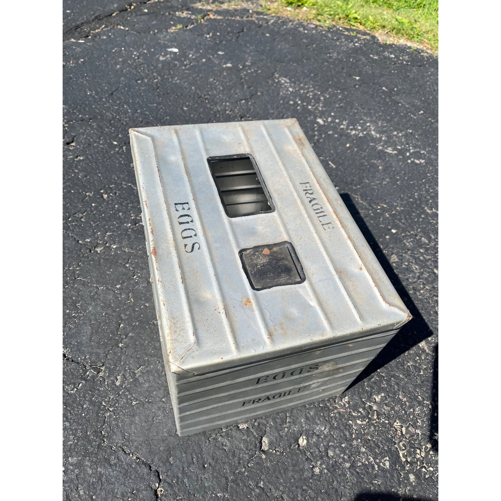 Vintage Metal Egg Tin 6 Dozen Eggs Carrier Mailing Shipping Crate farm farming