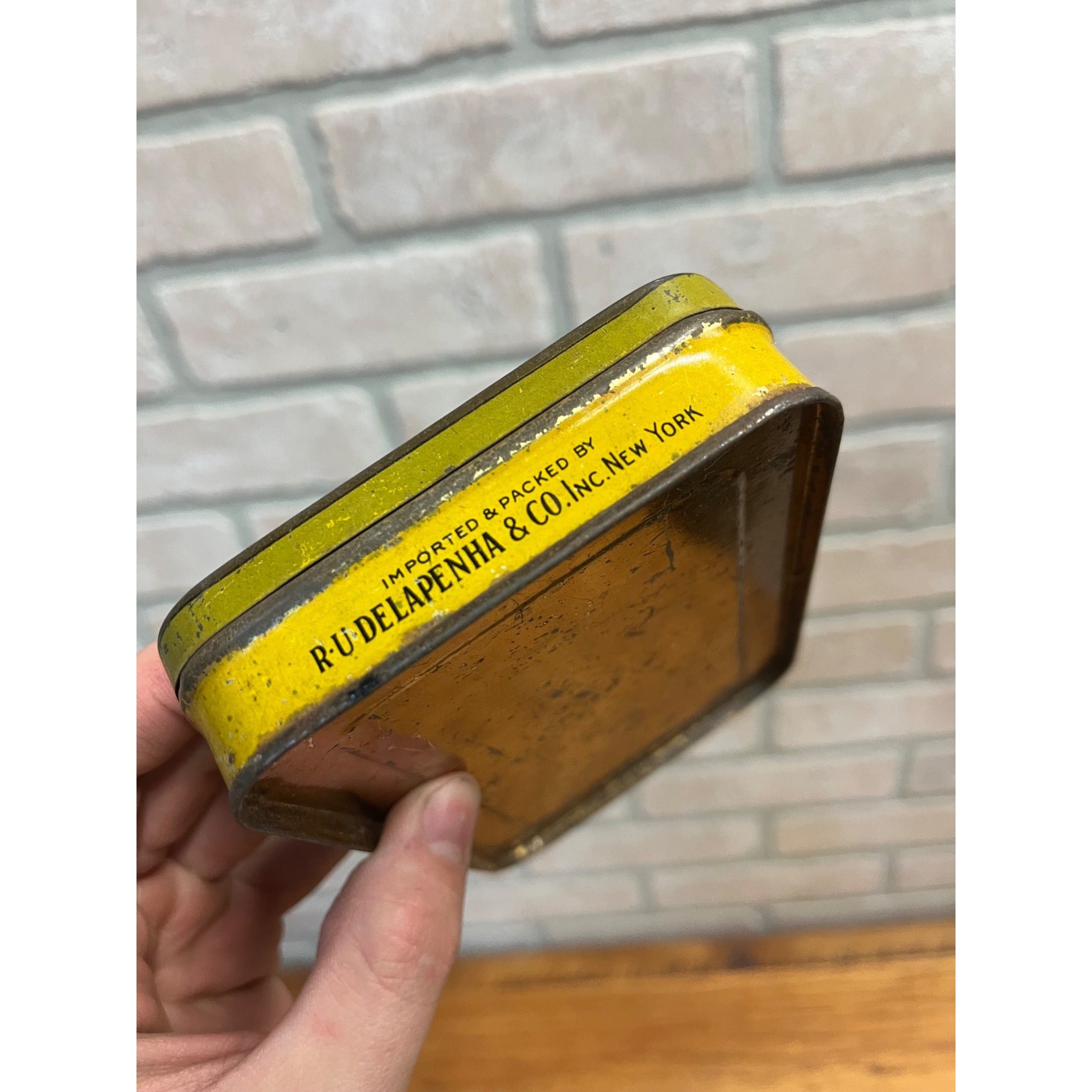 Old Imperial Brand Crystallized Ginger tin can with hinged lid
