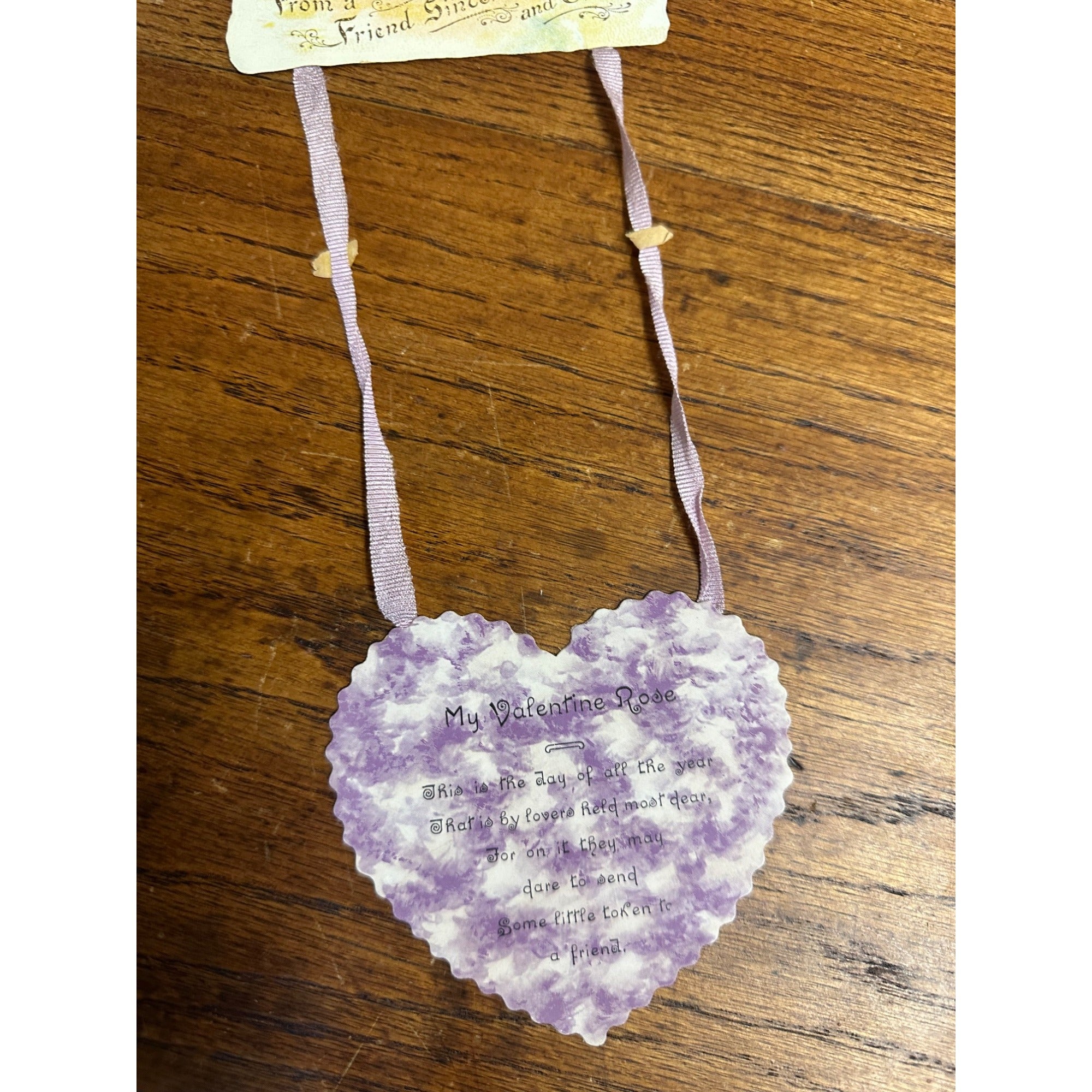 Antique c1920s Valentine Hanging German Diecut Victorian Heart My Rose