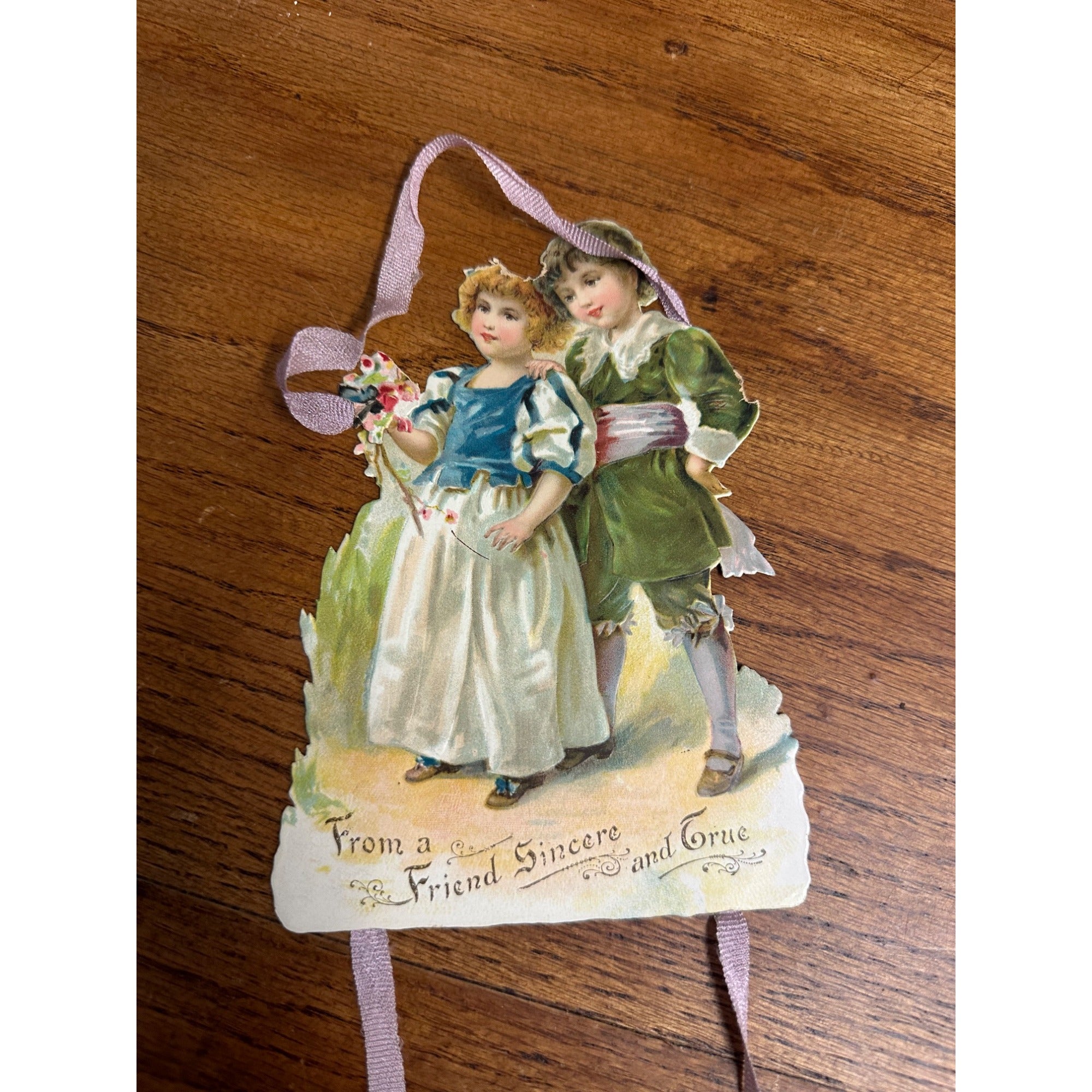 Antique c1920s Valentine Hanging German Diecut Victorian Heart My Rose