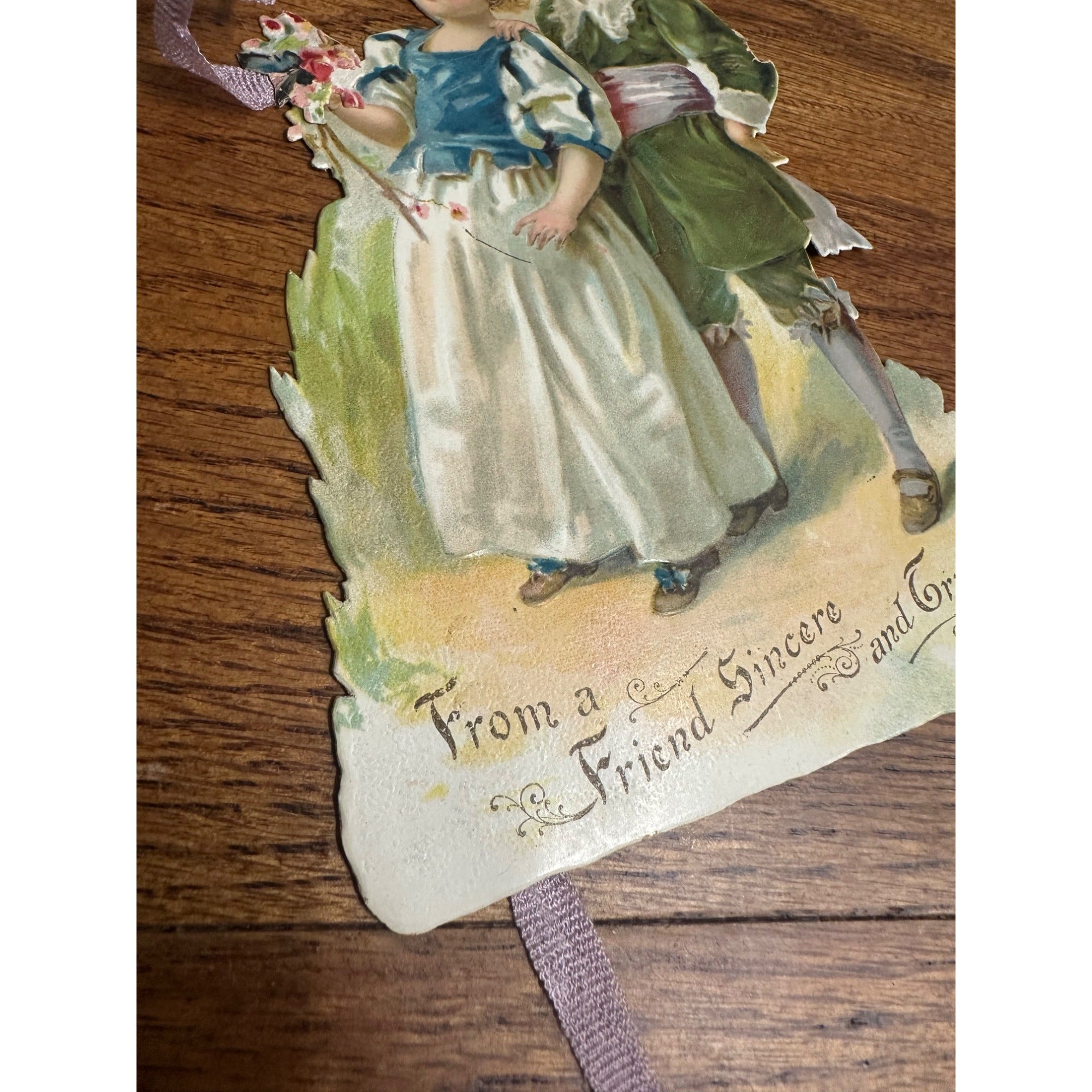 Antique c1920s Valentine Hanging German Diecut Victorian Heart My Rose