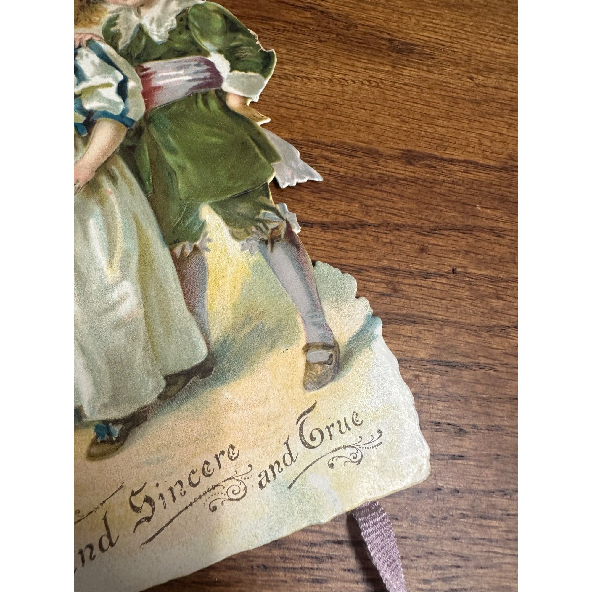 Antique c1920s Valentine Hanging German Diecut Victorian Heart My Rose