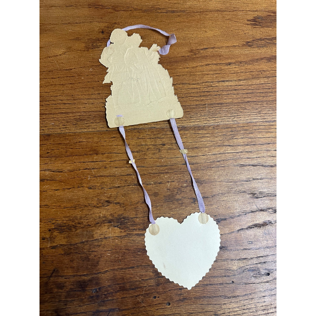 Antique c1920s Valentine Hanging German Diecut Victorian Heart My Rose