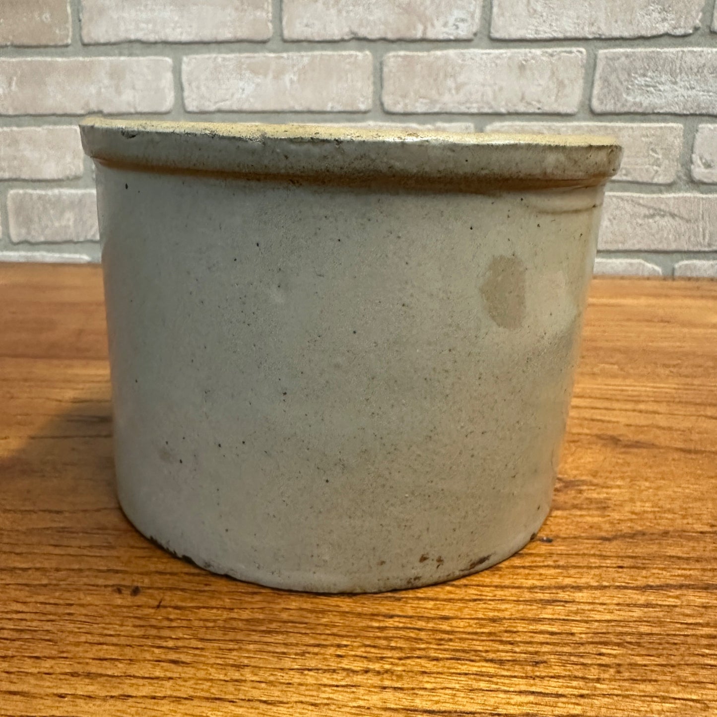 Antique Stoneware Butter Crock 7" Dia Crockery 5-1/4" tall