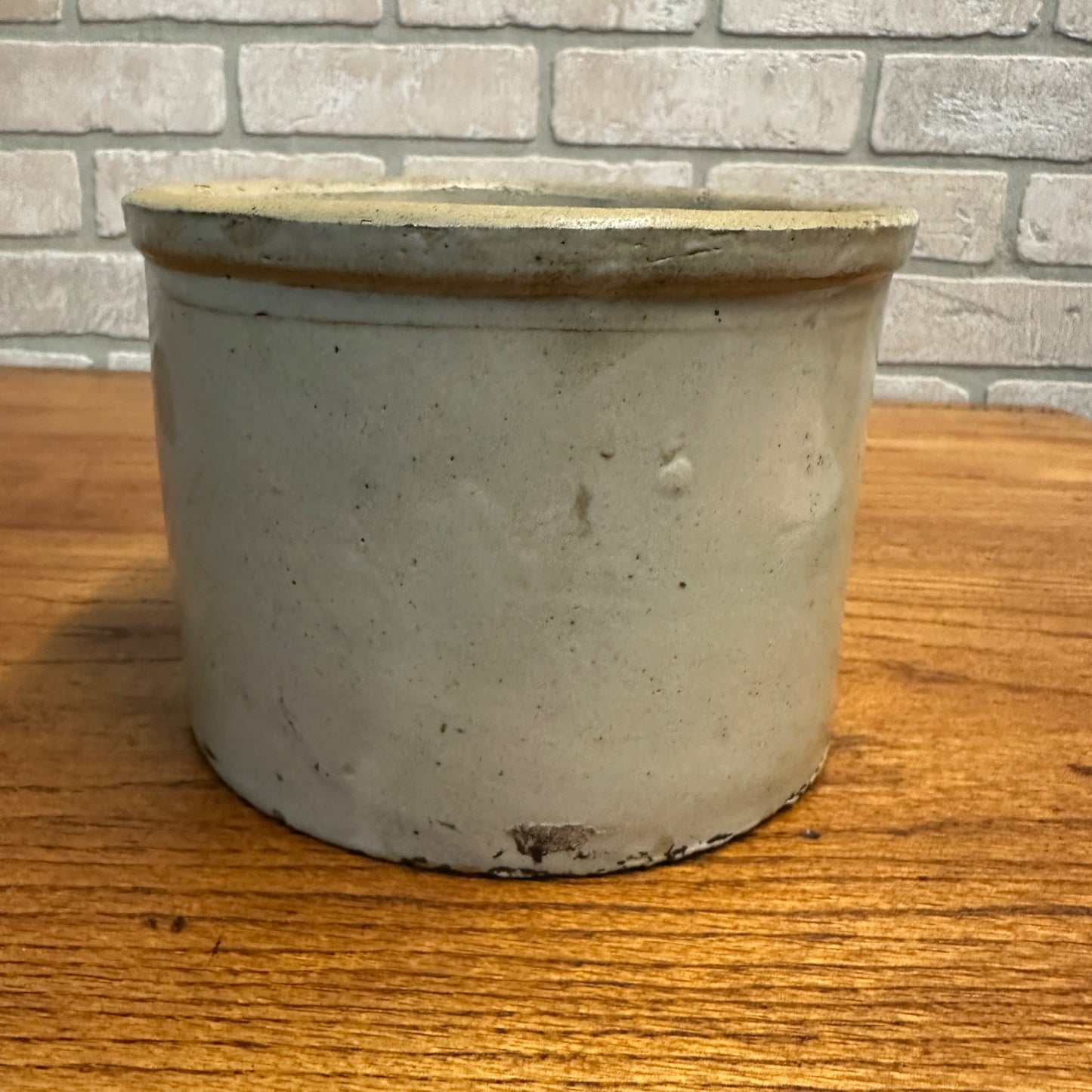 Antique Stoneware Butter Crock 7" Dia Crockery 5-1/4" tall