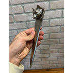 Vintage Solid Brass Figural Fox Head Letter Opener