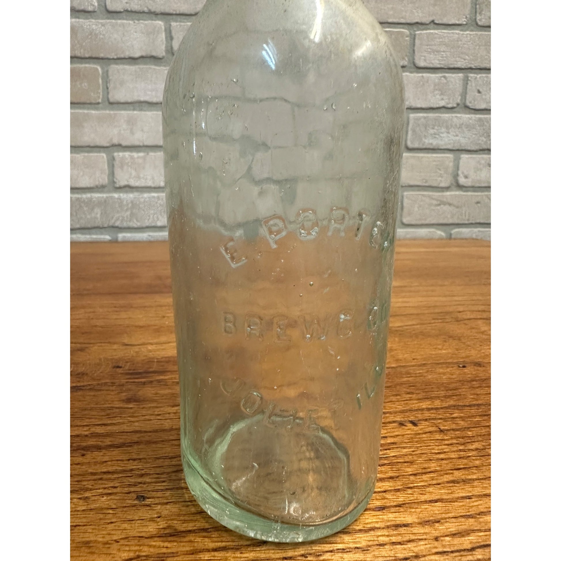 Vintage E. Porter Brewing Co. Joliet Beer Bottle Clear Aqua Embossed ILL Illinois