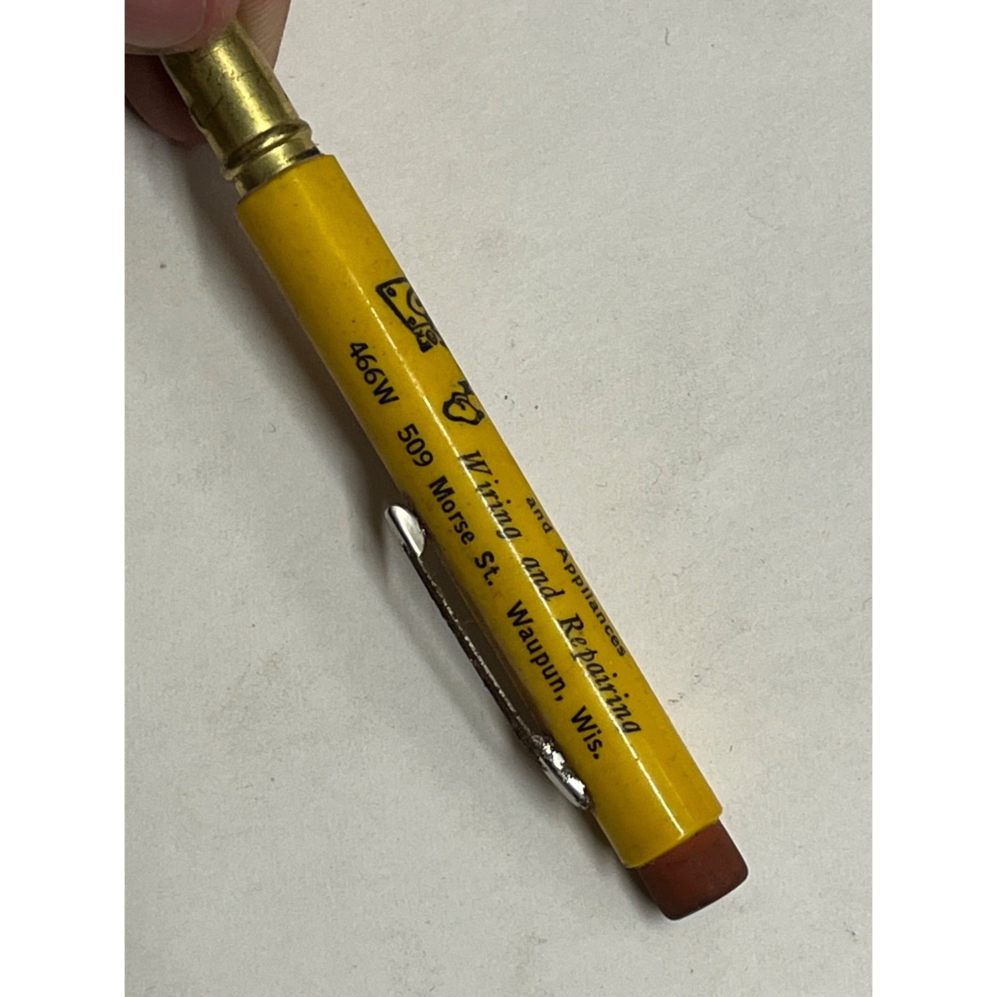 Vintage Servel Electric Dealer Advertising Bullet Pencil Ganz Service Waupun Wis