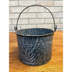 Antique Primitive Gray Enamel Graniteware Berry Bucket / Lunch Pail -No Lid- Farmhouse Decor