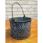 Antique Primitive Gray Enamel Graniteware Berry Bucket / Lunch Pail -No Lid- Farmhouse Decor