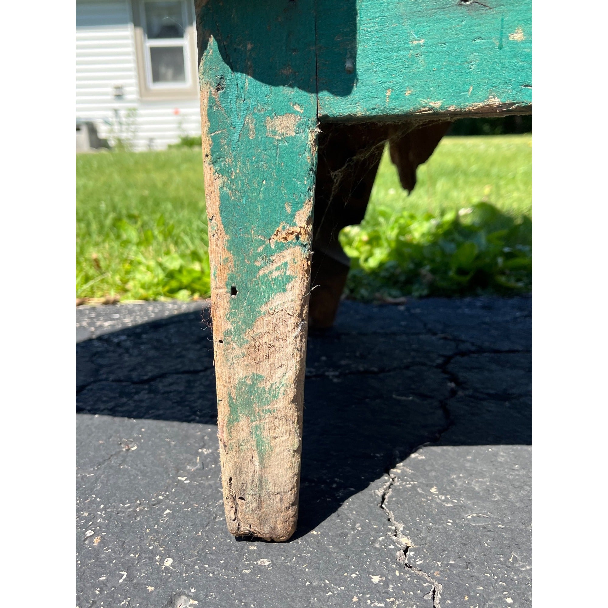 Antique Early American Primitive Teal Blue Green Paint Pierced Tin Panel Pie Safe