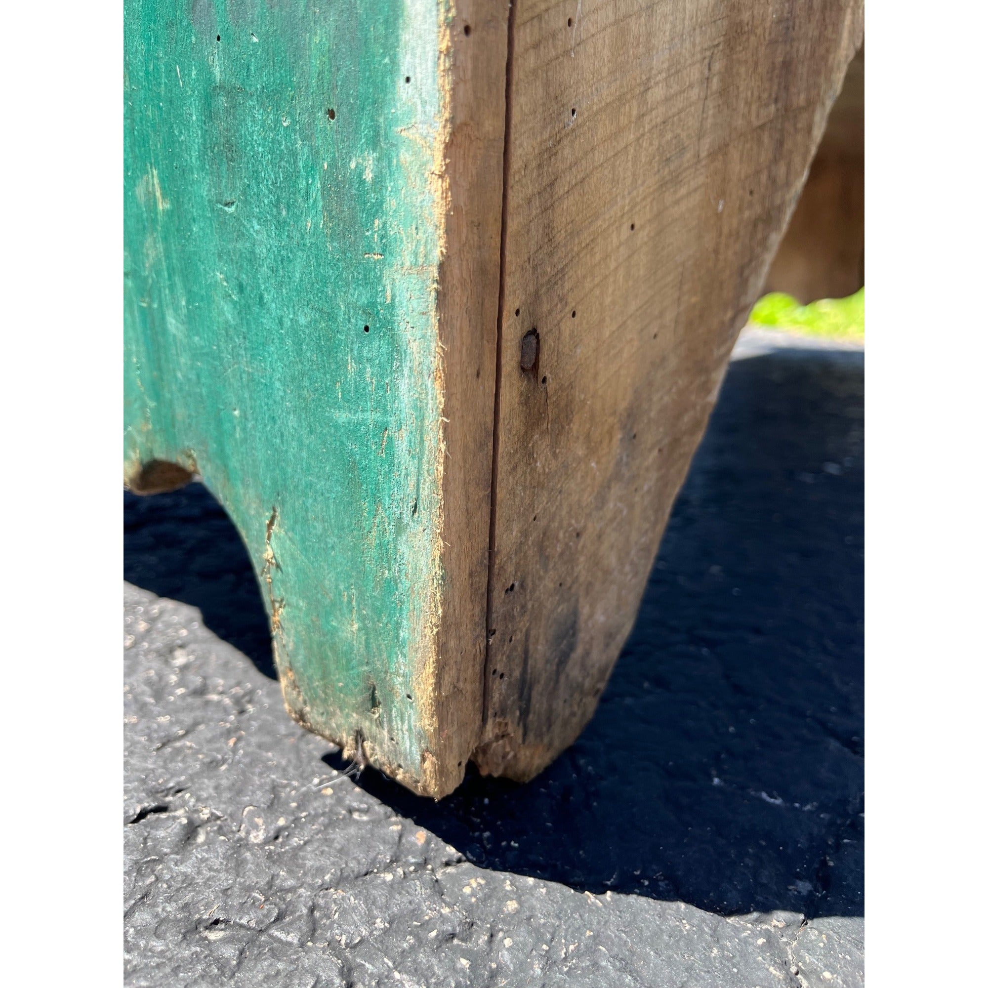 Antique Early American Primitive Teal Blue Green Paint Pierced Tin Panel Pie Safe