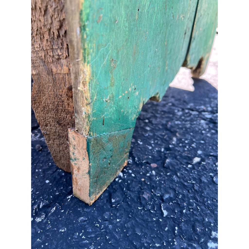 Antique Early American Primitive Teal Blue Green Paint Pierced Tin Panel Pie Safe