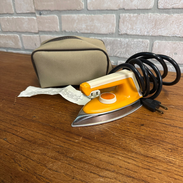 Vintage Rauco Travel Iron Typ 2000 110/220v West Germany Orange Beige