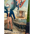 1918 WWI Woodrow Wilson & General Pershing Carrying the World to Victory Poster