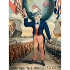 1918 WWI Woodrow Wilson & General Pershing Carrying the World to Victory Poster