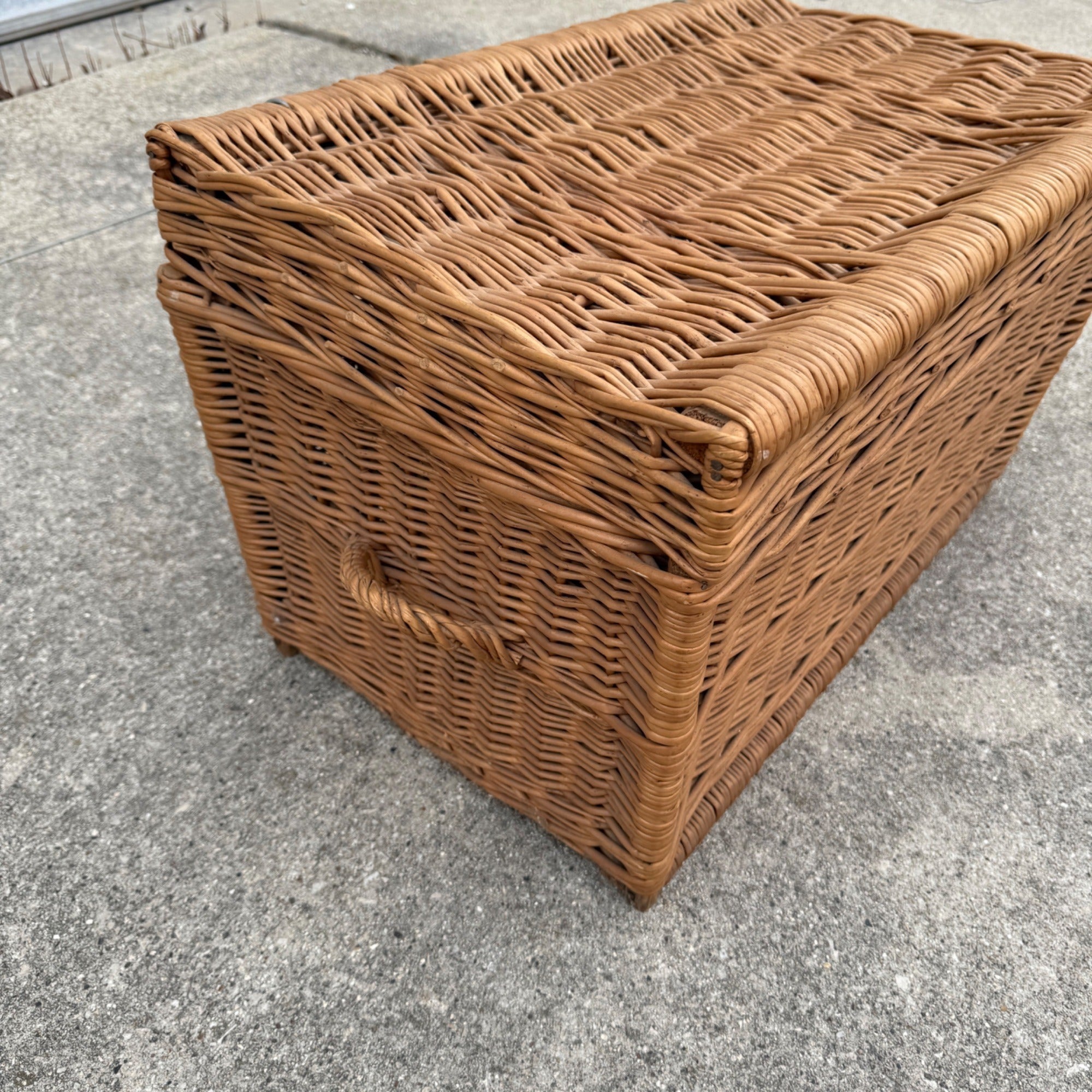 Vintage Wicker Chest Storage Trunk Toy Blanket BoxChest
