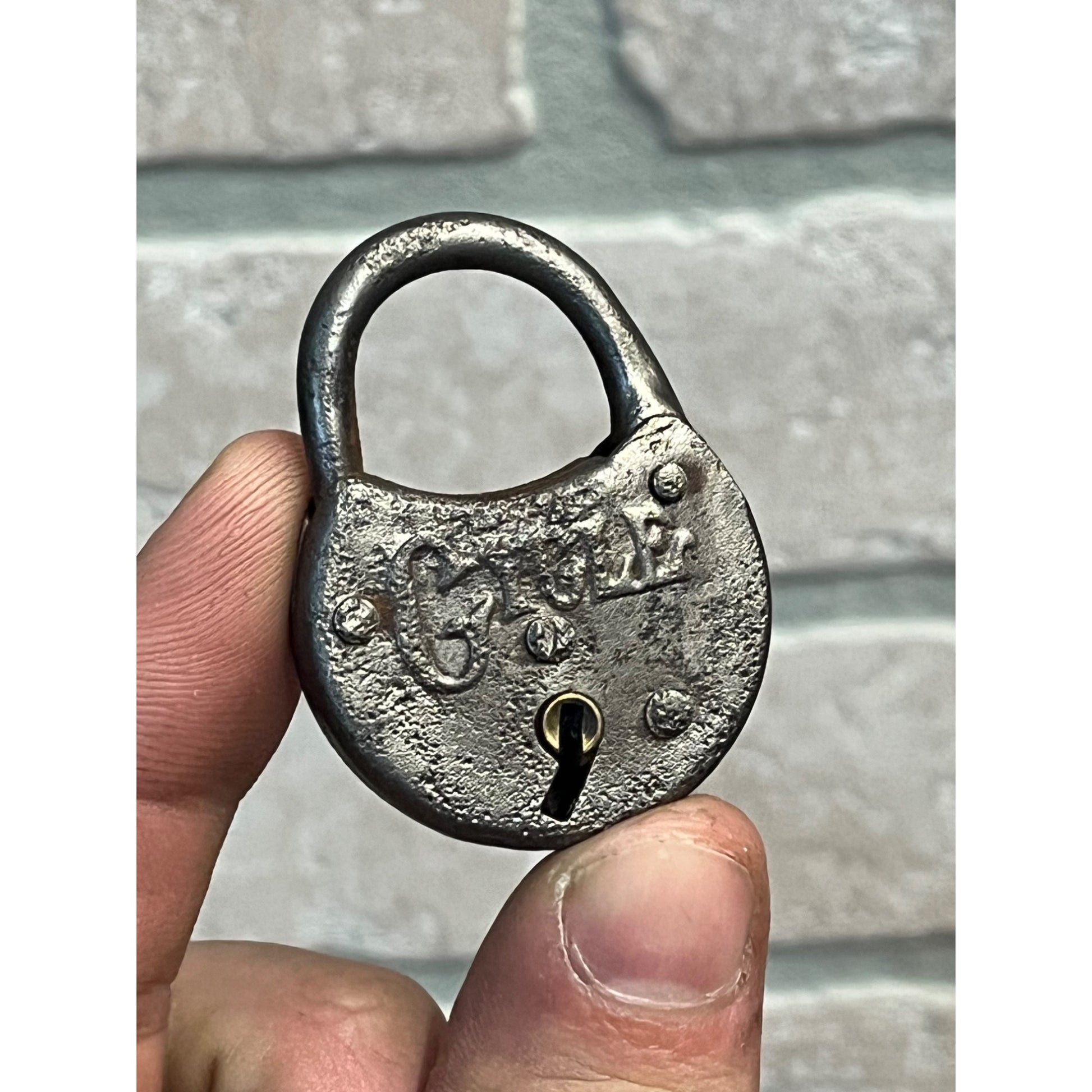 Antique Vintage Embossed Cycle Brand Miniature Padlock Bicycle Lock - No Key