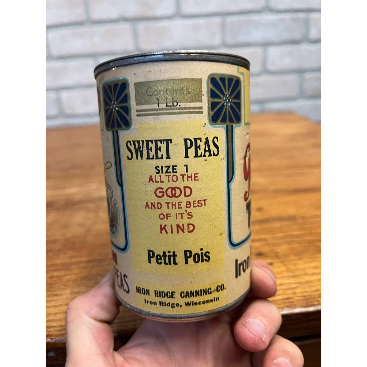Vintage Iron Ridge Canning Co. Wisconsin Sweet Peas Can Label Wis WI