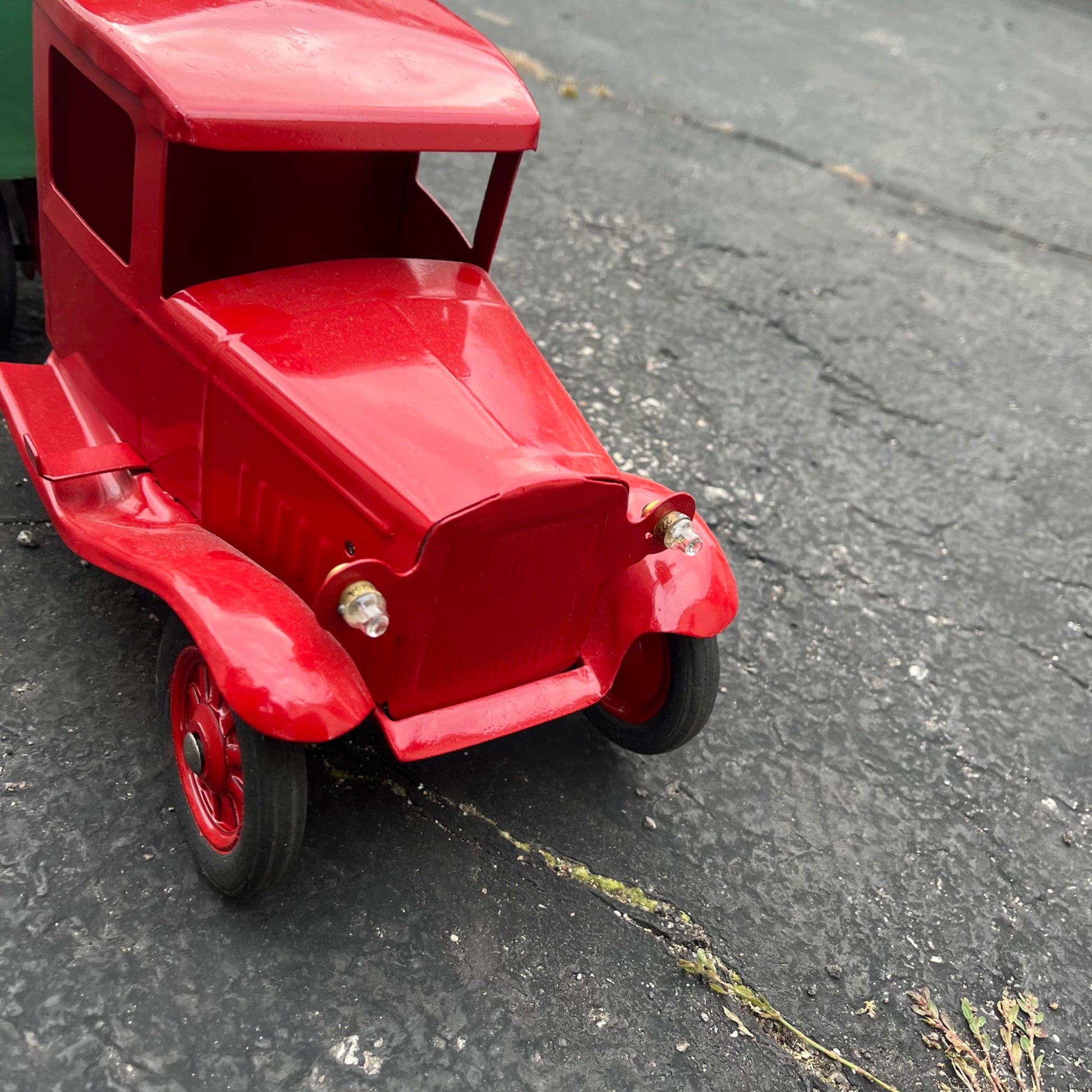 Vintage 1930s Buddy L Express Line Trailer Truck Repainted Pressed Steel Toy