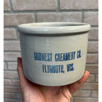 Vintage Butter Jar Midwest Creamery Co. 2lb Stoneware Crock Jar Plymouth Wis WI Wisconsin