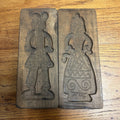 AAFA Antique Early 19th c. Primitive Wooden Cookie Butter Molds Man & Woman 1800s