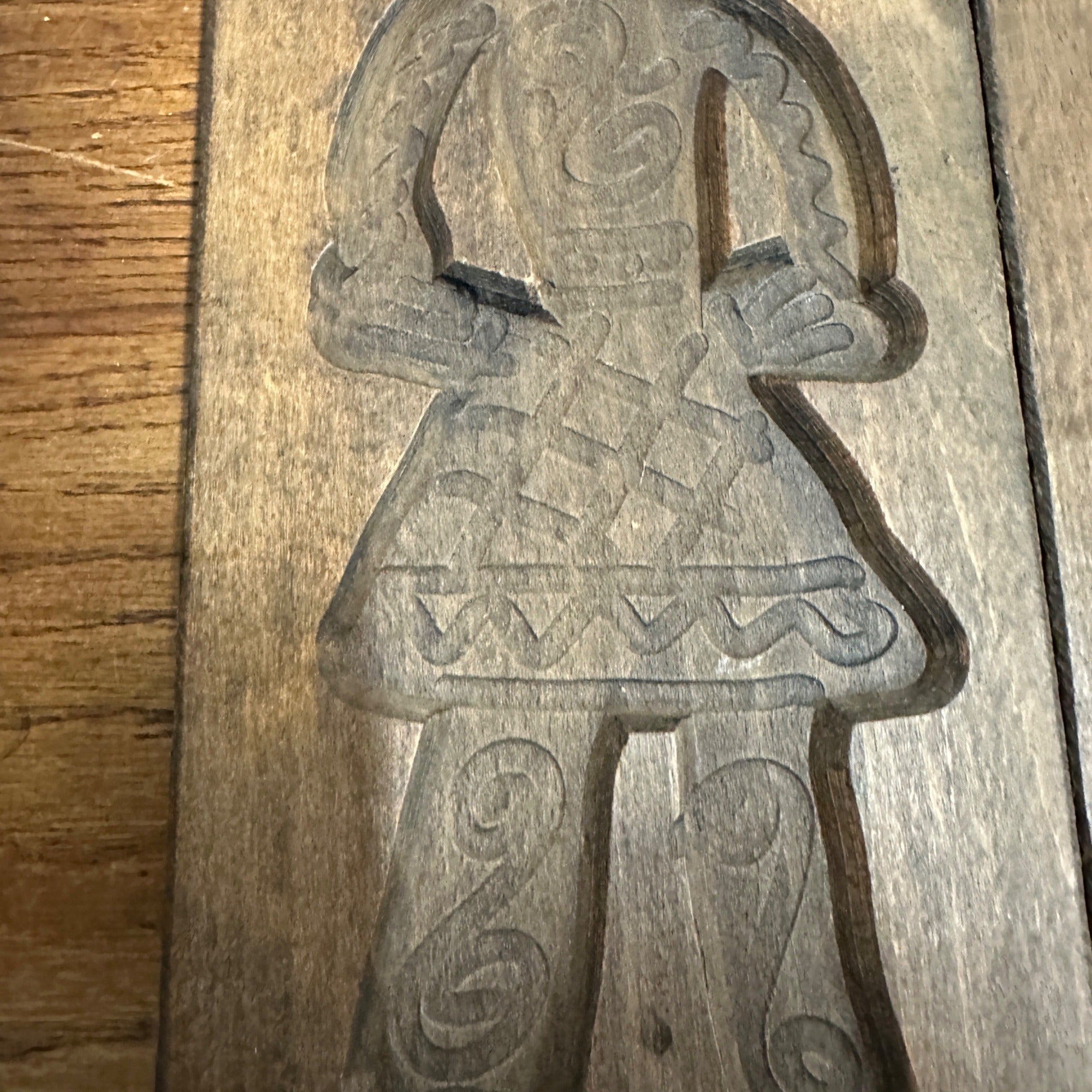 AAFA Antique Early 19th c. Primitive Wooden Cookie Butter Molds Man & Woman 1800s