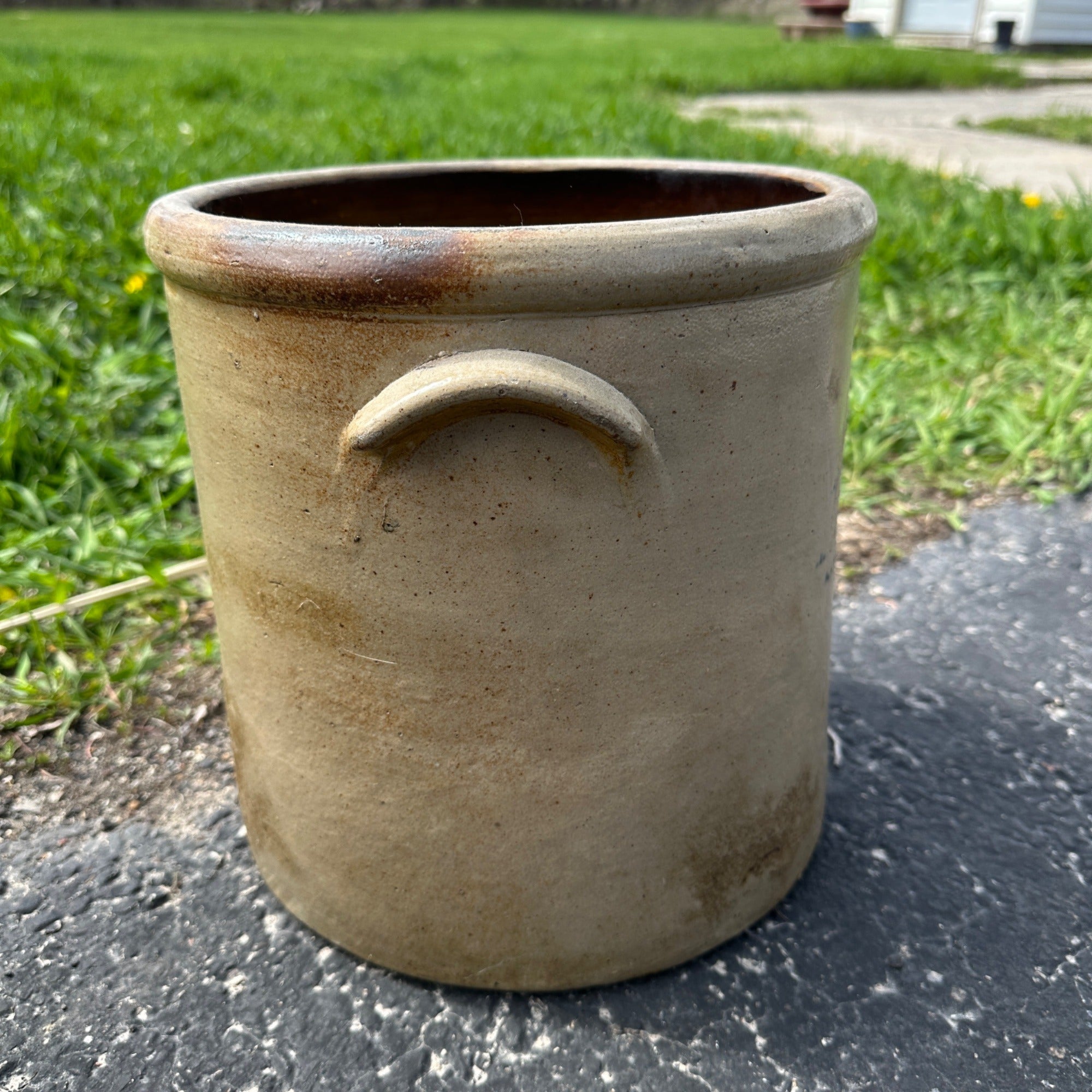 Antique 3 Gallon Hermann Milwaukee Wisconsin Stoneware Crock Salt Glaze